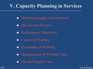 V. Capacity Planning in Services