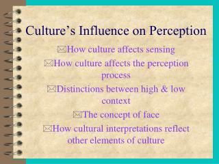 Culture’s Influence on Perception