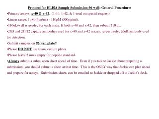 Protocol for ELISA Sample Submission-96 well : General Procedures