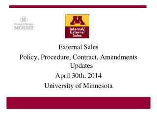 External Sales Policy, Procedure, Contract, Amendments Updates April 30th, 2014