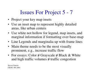 Issues For Project 5 - 7