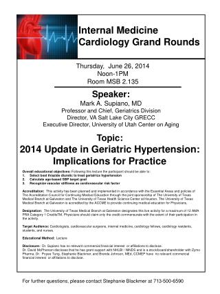 Internal Medicine Cardiology Grand Rounds