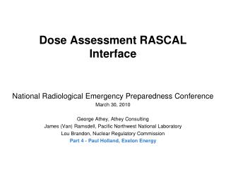 Dose Assessment RASCAL Interface