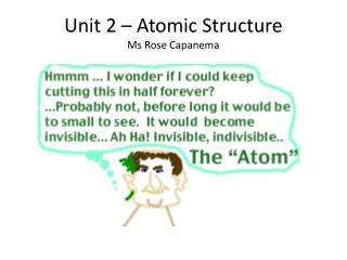 Unit 2 – Atomic Structure Ms Rose Capanema
