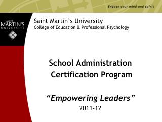 Saint Martin’s University College of Education &amp; Professional Psychology