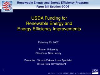 USDA Funding for Renewable Energy and Energy Efficiency Improvements