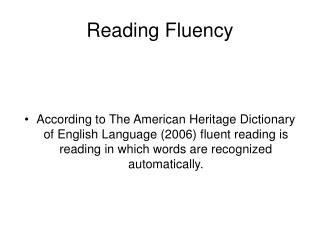 Reading Fluency