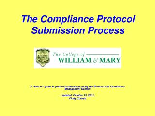 The Compliance Protocol Submission Process