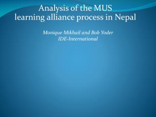 Analysis of the MUS learning alliance process in Nepal