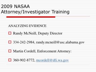 2009 NASAA Attorney/Investigator Training