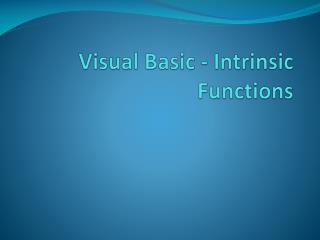 Visual Basic - Intrinsic Functions