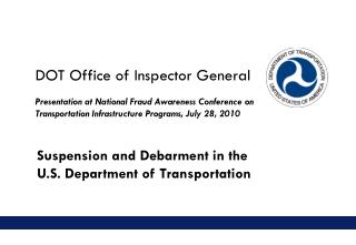 Suspension and Debarment in the U.S. Department of Transportation