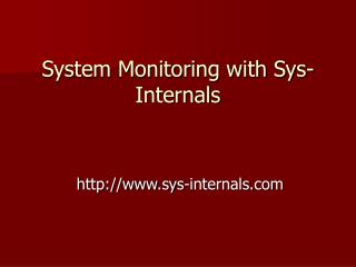 System Monitoring with Sys-Internals