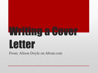 Writing a Cover Letter