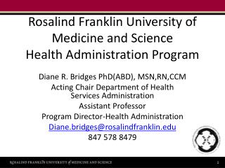 Rosalind Franklin University of Medicine and Science Health Administration Program