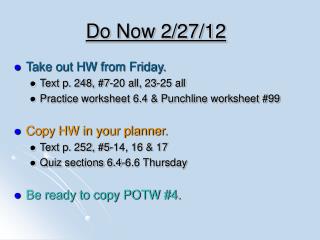 Do Now 2/27/12