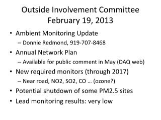 Outside Involvement Committee February 19, 2013