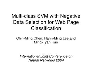 Multi-class SVM with Negative Data Selection for Web Page Classification