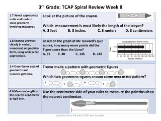 3 rd Grade: TCAP Spiral Review Week 8