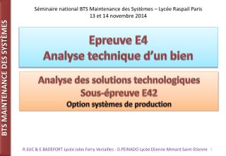 Epreuve E4 Analyse technique d’un bien