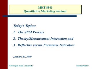 MKT 8543 Quantitative Marketing Seminar