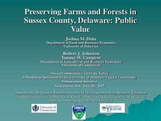 Preserving Farms and Forests in Sussex County, Delaware: Public Value