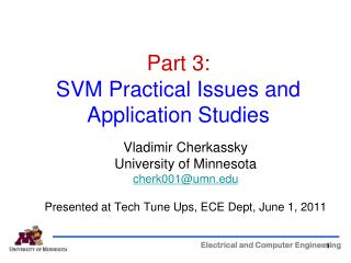 Part 3: SVM Practical Issues and Application Studies