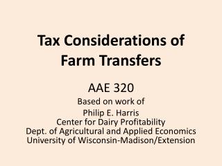 Tax Considerations of Farm Transfers