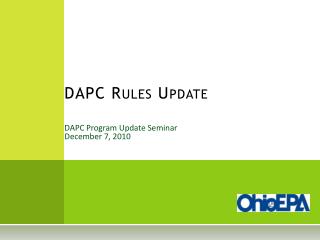 DAPC Program Update Seminar December 7, 2010