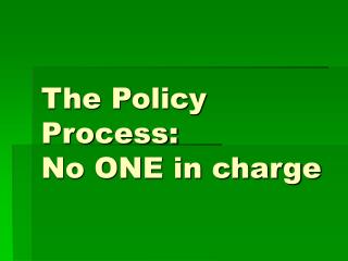 The Policy Process: No ONE in charge