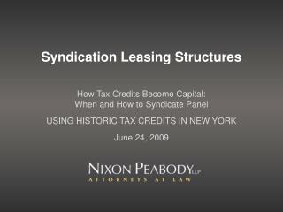 Syndication Leasing Structures