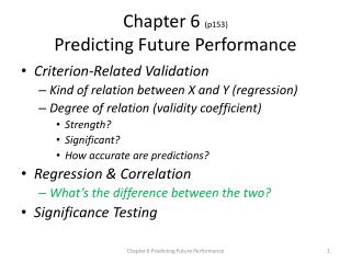 Chapter 6 (p153) Predicting Future Performance