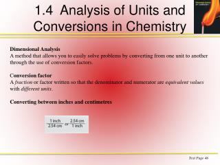 1.4 Analysis of Units and Conversions in Chemistry