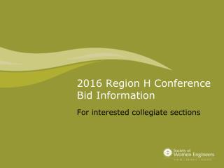 2016 Region H Conference Bid Information