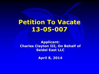 Petition To Vacate 13-05-007