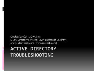 Active Directory Troubleshooting