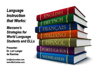 Language Instruction that Works: Marzano’s Strategies for World Language Students and ELLs