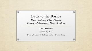 Back to the Basics Expectations, Flow Charts, Levels of Behavior, Data, &amp; More