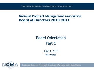 National Contract Management Association Board of Directors 2010-2011
