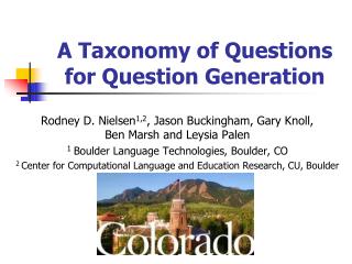 A Taxonomy of Questions for Question Generation