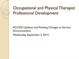 Occupational and Physical Therapist Professional Development