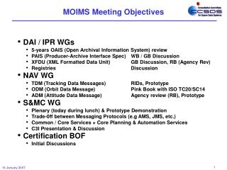 MOIMS Meeting Objectives