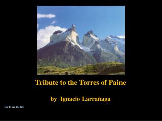 Tribute to the Torres of Paine by Ignacio Larrañaga