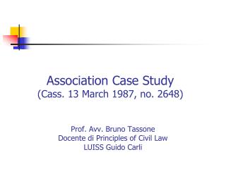 Association Case Study (Cass. 13 March 1987, no. 2648)