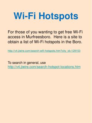 Wi-Fi Hotspots