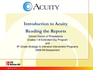 Introduction to Acuity Reading the Reports