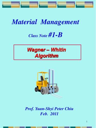 Wagner – Whitin Algorithm