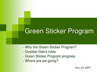 Green Sticker Program