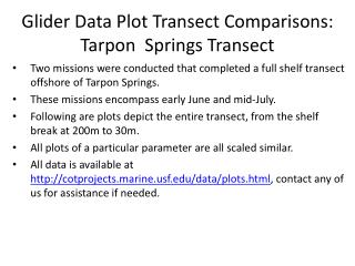 Glider Data Plot Transect Comparisons: Tarpon Springs Transect