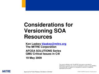 Considerations for Versioning SOA Resources